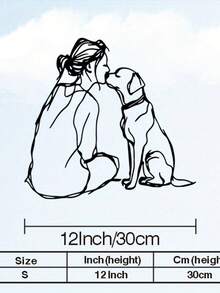 1pc Dog Mom Line Art Metal Wall Decor - Vintage Warm-Hearted Illustration Of Female Friendship With Canine, Powder Coated Iron, Modern Home Office & Pet Friendly Living Room Decoration, Year-Round Gift For Dog Lovers, Vintage Art Style, Delicate Line Craft, Best For Christmas - màu đen - Xem 6