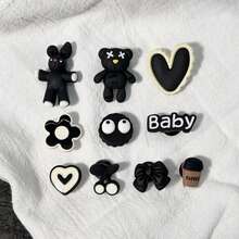 10 Stücke/Set 3D schwarzer Hase und Bär DIY Accessoires, Tier-Thema, aus ABS Material, süße Schuh Dekorationen, Party Geburtstags Geschenke.