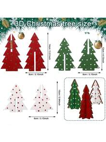 Brad de Crăciun în stil rustic, 3 buc/1 buc - model cu buline roșii, albe și verzi, decorațiuni de masă din lemn pentru centre de sărbători și tăvi pe niveluri, perfect pentru decorarea de Crăciun - Multicolor - Vizualizare 6