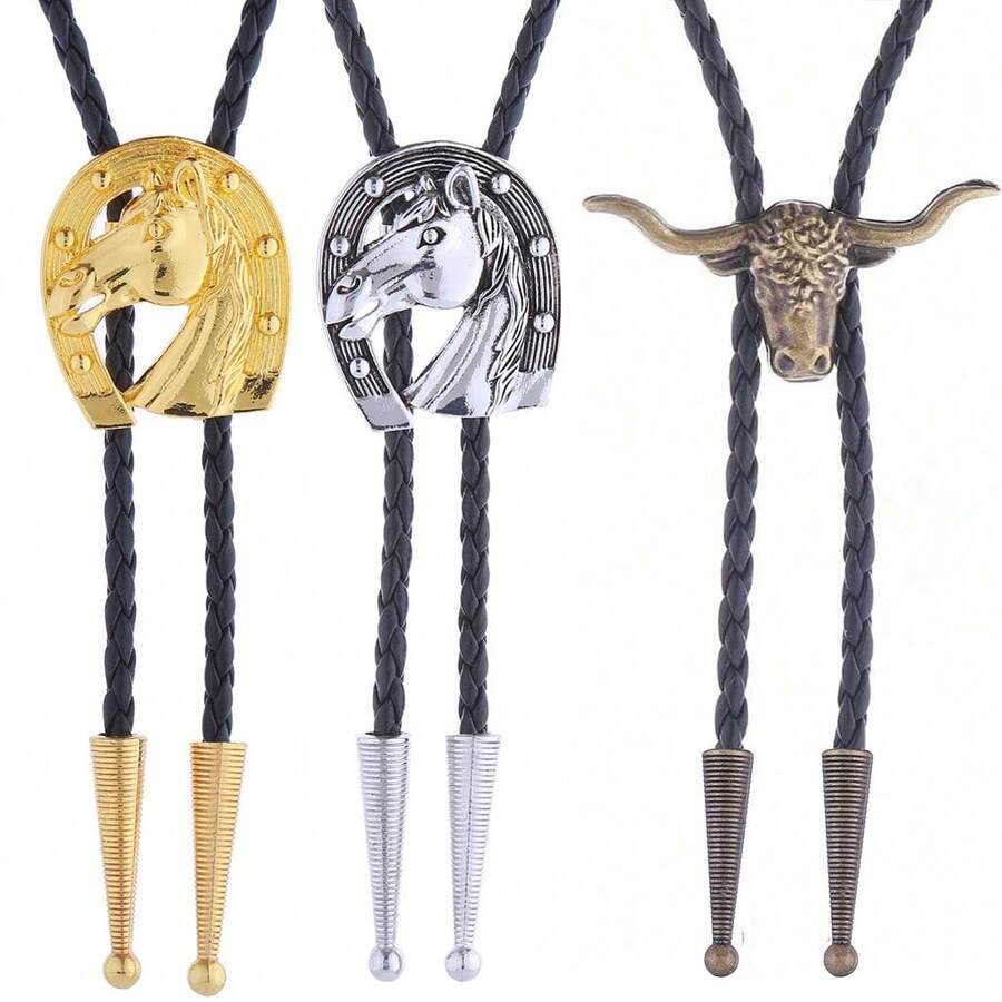 1pc Unisex Casual Polo Necktie, Cowboy Rodeo Bull Head Necktie, Western Style Bull Head Bow Tie, Versatile Clothing Accessory, Groomsmen Neckwear, Great Gift Choice