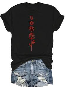 Camiseta unisex S088 de verano, casual, transpirable, de cuello redondo, de manga corta, de estilo urbano, versátil, adecuada para adolescentes y adultos - Negro - Ver 1