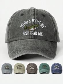 1. 女士刺绣“女人想要我，鱼害怕我”水洗棒球帽，户外可调节防晒休闲帽，适合春秋季旅行海边度假，男士遮阳帽，Y2K风格青年帽，夏季沙滩 - 棒球帽 - 查看 13