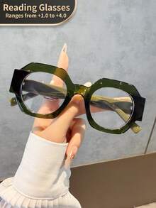 LiMiaoMiao 1 件男女通用六角形复古老花镜，透明电脑阅读放大镜，+1.0 至 +4.0 - 透明 - 查看 41