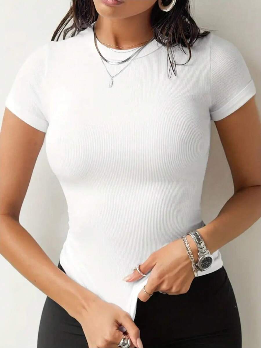 Women's Basic Short Sleeve Blouse For Everyday Summer - 白色 - 查看 1