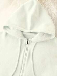 Women's Soft Light Blue Zip-Up Hoodie - Casual Fashionable Long Sleeve Cardigan, Stretchy & Comfortable For Autumn/Winter, Ribbed Details, Button Closure, Breathable Fabric, Pullover, Essential For Fall