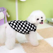 24pcs Plush Pet Clothes, Dog Apparel, Small Animal Fleece Jacket, Reversible Fleece Coat, Casual Fleece Vest For Teddy, Kitten Cartoon Casual Wear, Autumn/Winter - Black - View 9