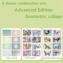 Puzzle cu autocolante geometrice 3D, colaj, autocolante creative lucrate manual, joc de antrenament pentru îmbunătățirea concentrării cu 16 stickere, autocolante DIY, îmbunătățirea abilităților manuale și a abilităților cognitive, materiale de artă, decorare cu autocolante pentru adulți, sporirea creativității, cadou de ziua de naștere, cadou de petrecere, cadou de sărbători, puzzle cu autocolante decorative, Halloween, Crăciun, cadou de Ajunul Crăciunului