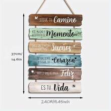 1 pieza Placa de pared de madera vintage con cita inspiradora en español - Letrero motivacional de madera, adecuado para la decoración del cuarto de adolescentes, aniversario, escuela y decoración del hogar, diseño clásico de pared colgante, decoración de pared montada, decoración del hogar inspiradora, decoración con encanto retro, hecho a mano, regalo para el hogar | Decoración motivacional | Superficie de madera natural, decoración de pared, aplicable para 11 fiestas diferentes, regalo de Navidad, regalo de Acción de Gracias - Multicolor - Ver 4