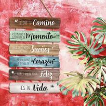 1 pieza Placa de pared de madera vintage con cita inspiradora en español - Letrero motivacional de madera, adecuado para la decoración del cuarto de adolescentes, aniversario, escuela y decoración del hogar, diseño clásico de pared colgante, decoración de pared montada, decoración del hogar inspiradora, decoración con encanto retro, hecho a mano, regalo para el hogar | Decoración motivacional | Superficie de madera natural, decoración de pared, aplicable para 11 fiestas diferentes, regalo de Navidad, regalo de Acción de Gracias - Multicolor - Ver 5