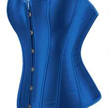 Strapless Vintage Silk Bodysuit Front Lace Tight Non-Stretch Polyester Women Apparel For Adult Carnival Costume Occasions - 綠色 - 查看 5