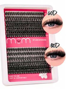 MEM 240片/套 单根假睫毛，浓密型，30D/40D/60D/80D D型卷翘，8-16毫米，DIY假睫毛，自然妆效，浓密纤长，超柔软轻盈，可重复使用，单根假睫毛，睫毛嫁接套装，适合旅行、日常佩戴（新手友好）、婚礼、约会、派对、节日，也是圣诞节/万圣节/送礼佳品。 - 黑色 - 查看 11