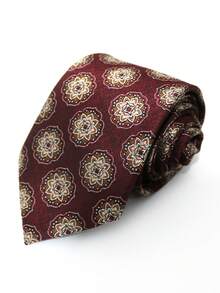 1 条勃艮第花卉手工领带，适合婚礼、商务、休闲、派对、日常和街头服饰