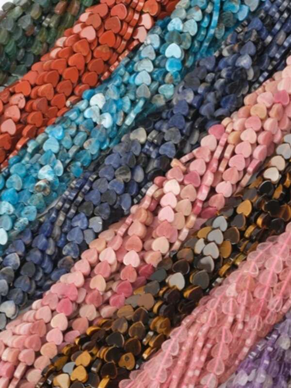 20 piezas de 6x2mm Cuentas de piedra natural con forma de corazón | Cuentas sueltas de ágata, cuarzo, ojo de tigre con forma de corazón plano | Para hacer collares, pulseras, pendientes y joyería DIY