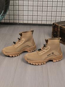 Outdoor Hiking Shoes, Wear-Resistant, Breathable High Top Hiking Boots, Men's And Women's Lightweight Off-Road Hunting Riding Shoes, Woven Work Boots, Motorcycle Shoes - Khaki - View 4