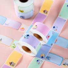 1200/600/300pcs Cartoon Name Stickers Suitable For Back To School Season, 300pcs Per Roll Colorful Self-Adhesive Label Name Stickers For Men And Women, Applicable To Water Bottles, Lunch Boxes And Nursery Items, Used For Organizing Cartoon Name Stickers For Back To School - One Size - View 2
