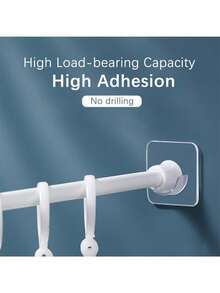 10pcs Clear Adhesive No Drill Curtain Rod Holders - Strong Grip Waterproof Bathroom & Window Tension Rod Holders, Easy Install Wall-Mounted With Curved Design For Semi-Circular Rods, Damage-Free Removal, Minimalist Holder | Durable Plastic Bathroom Decor Christmas Decor