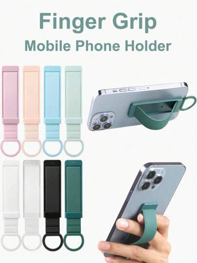 1 pieza Soporte y agarre de teléfono multifuncional, con correa deslizante para el dedo, plegable, accesorio universal para la parte trasera del teléfono inteligente, resistente al agua - Accesorio de fijación y soporte de escritorio