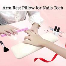 Yosoo 柔软 PU 美甲手枕，易于清洁的手枕，桌面垫支架，美甲扶手垫，适用于美甲沙龙，可放置美甲毛巾、化妆工具等。 - 白色 - 查看 4