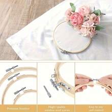 1 Peça Bastidor de Bordado, Bastidor de Bordado Redondo de Madeira, Bastidor de Ponto Cruz Ajustável, Bastidor de Bordado de Ponto Cruz, Bastidor de Bordado de Bambu, Bastidor de Bordado de Bambu - Com Barras Horizontais Fortes e Botões de Pressão, Ajustável, DIY Artesanal, Adequado para Artesanato, DIY Artesanato, DIY Ponto, Bordado, Artesanato, Costura, Decoração de Casamento de Anel de Bambu, Artesanato de Costura, Artesanato de Decoração Doméstica.