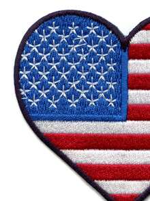 1pc American Flag Heart Shaped Patch, Stars And Stripes Pattern, Embroidered, Iron-On - Multicolor - View 4