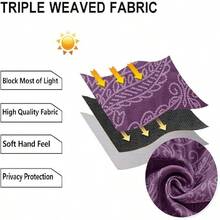 DWCN 2pcs Ombre Blackout Curtains For Bedroom - Damask Patterned Thermal Insulated Grommet Curtains For Living Room - 深紫 - 查看 7