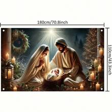 1 件聚酯纤维圣诞场景横幅 - 非常适合户外节日和家居装饰、摄影背景 - 彩色 - 查看 3