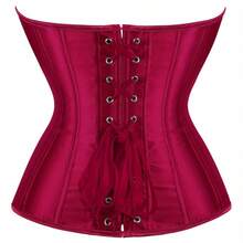 Strapless Vintage Silk Bodysuit Front Lace Tight Non-Stretch Polyester Women Apparel For Adult Carnival Costume Occasions - <>藍色 - 查看 5