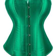 Strapless Vintage Silk Bodysuit Front Lace Tight Non-Stretch Polyester Women Apparel For Adult Carnival Costume Occasions - 玫瑰紅 - 查看 5
