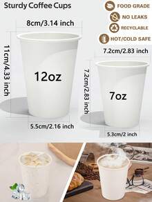 20/50pcs 12/7 Oz Paper Cups,Hot Paper Coffee Cups,Cold Beverage Drinking Cup,Leak-Proof Disposable White Paper Cups,Ideal For Milk Tea And Coffee,Picnic, Travel, Events,Bathroom And Mouthwash Trial Cup,Party,Birthday,Hot Liquid, Chocolate, Juice, Hot Beverage Drinkings,Cafes, Bistros, Office,Family - White - View 2