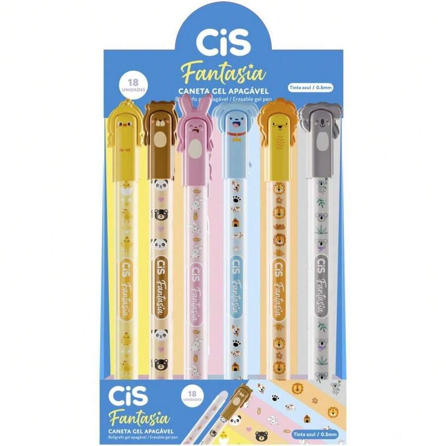 Caneta GEL CIS Fantasia Zoo Apagável Display com 18 - Multicolorido - Visão 1