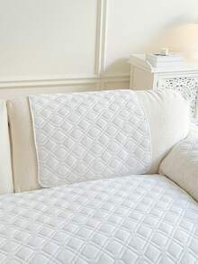 1pc Geometric Quilted Velvet Sofa Cushion, Minimalist Style, Non-Slip Back, Pet-Friendly, Soft Multi-Functional Anti-Dirt Anti-Dust, Holiday Decor Sofa Cover, Suitable For Backrest, Armrest, All Seasons