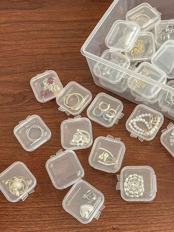 20/50/100 Cajas de almacenamiento de joyas transparentes mini, cajas cuadradas pequeñas de plástico transparente, cajas de joyas, cajas pequeñas para tapones de oído, cajas mini para aretes, para accesorios, cajas de almacenamiento, cuadradas con TAPAS, pueden almacenar aretes, accesorios, vida doméstica, Navidad, Acción de Gracias.