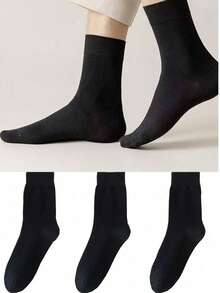 3 أزواج من جوارب الكاحل الفضفاضة للرجال، ماصة للرطوبة وقابلة للتنفس ومقاومة للروائح الكريهة، مناسبة لجميع الفصول والساقين السميكة، طول متوسط الساق، لون أسود، جوارب خريفية