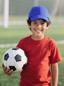 1 件幼儿纯色可调节户外防晒棒球帽 - 寶藍色 - 查看 3