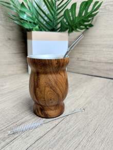 80盎司/230毫升马黛茶杯套装 葫芦形不锈钢防烫隔热带清洁刷吸管勺家用茶具 - 彩色 - 查看 9