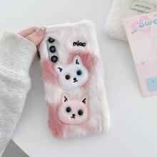 Funda de teléfono con diseño de cara de gato, divertida y peculiar, compatible con Apple 17PM/16PM-7/8/6 Series, OPPO, Realme, Vivo, teléfonos Galaxy S22, S22 Plus, S23, S23 Plus, S23 Ultra, Otoño/Invierno, Galaxy S24, S24 Plus, S24 Ultra, Z Fold Series, Z Flip Series