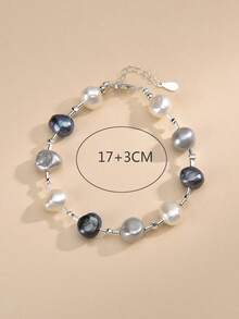 1 chiếc vòng tay ngọc trai tự nhiên bằng bạc 925, thích hợp làm quà cưới, quà đính hôn, quà cô dâu, quà Ngày của Mẹ, quà Ngày Valentine, quà sinh nhật. - Đen và trắng - Xem 4