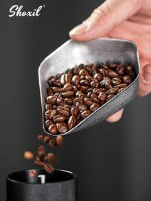 shoxil 1pc Coffee Bean Dosing Cup, Weighing Coffee Bean Container, Stainless Steel Coffee Bean Serving Tray Serving Plate, Tea & Coffee Beans Vessel, Scoop For Coffee Beans, Tea, Bath Salts, Flour, Nut - Coffee Bean Plate - View 2