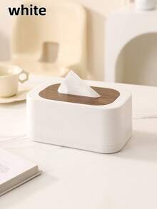 1pc Nordic Minimalist Style Large Capacity Tissue Box With Spring And Wooden Lid. Can Accommodate 99% Of Tissue Sizes, Suitable For Storing Facial Tissues, Wet Wipes And Daily Tissues. Also An Ideal Home Decor Choice For Bathroom, Bedroom, Living Room, Office, And As A Gift For Halloween, Thanksgiving, Christmas, National Day And Other Holidays. - Multicolor - View 7