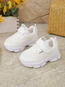 زوج واحد من أحذية الرياضة اليومية للأطفال، أحذية المشي للأطفال الصغار، لون أحادي، مقاوم للروائح الكريهة، شبكة تنفس، قطع من جلد البولي يوريثان، منخفضة الأعلى، خطاف وحلقة، للشارع والمدرسة والابتدائية للأولاد والبنات، أحذية رياضية، خفيفة الوزن، أحذية الجري الخارجية