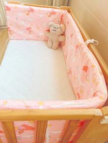 1pc Baby & Toddler All-Season Bed Guardrail, Anti-Fall & Anti-Collision Bed Bumper, Bed Safety Railing - Pink Little Girl - View 3
