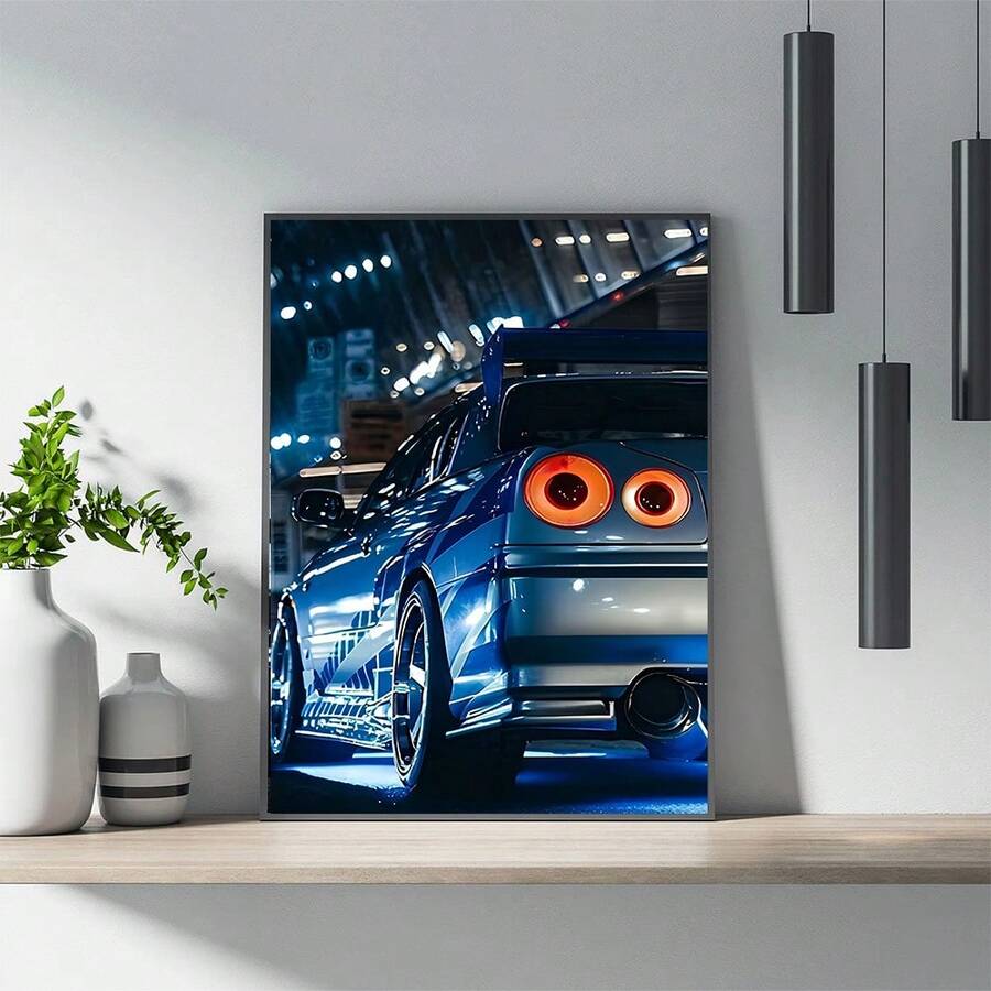 1 pieza Pintura impresa Rápido y Furioso Tokio, Lienzos de arte de pared, Decoración del hogar, Perfecto para la sala de estar, dormitorio, bar, pasillo, regalo perfecto, arte de pared, decoración de pared, sin marco