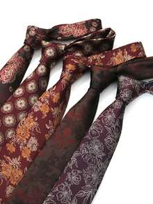1 条勃艮第花卉手工领带，适合婚礼、商务、休闲、派对、日常和街头服饰