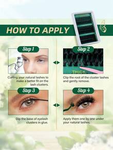 MEM 200片/包 单根假睫毛，80D卷翘度，8-16毫米，DIY假睫毛套装，自然妆效，浓密纤长，超柔软轻盈，可重复使用，单根假睫毛，适合新手，旅行，日常佩戴，婚礼，约会，派对，节日，也是圣诞节/万圣节送礼佳品。 - 黑色 - 查看 9