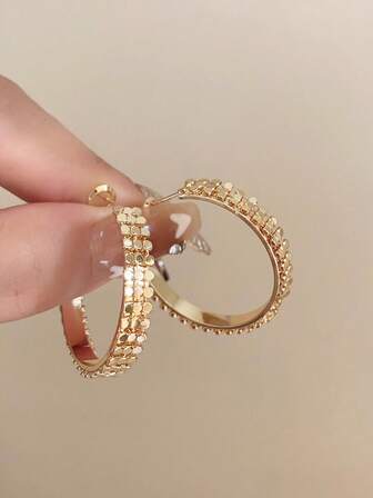 1 对金属亮片迷人环形耳环，女士时尚耳环，适合派对、正式场合、休闲和节日穿着