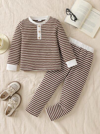 2 Stücke/Set Mädchen Frühling/Herbst Rippstoff Top und Hose Set, Langarm Top + Lange Hose, geeignet für Lässig bekleidung Zuhause