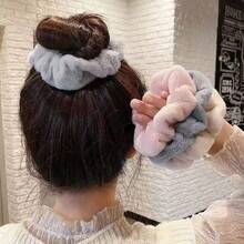 Kit 6 Cute Plush Hair Accessories For Colorful Soft Scrunchies - Enviar Cor Aleatoriamente - View 2