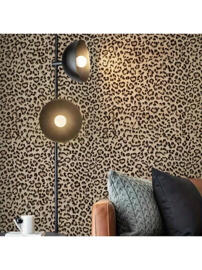 Roll Leopard Print Peel Stick Wallpaper, Waterproof Removable Self Adhesive Textured PVC Contact Paper, Bedroom Kitchen, Bathroom, Cabinets, Vanity, Easy To Apply Remove, Bruin Geel Home Sticker view 4