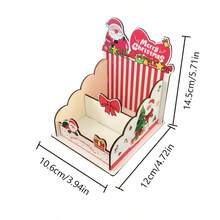 1 Stück handgefertigter Holz-Stifthalter mit Fächern, DIY Weihnachtsmann Deko, geeignet für Weihnachtsszenen