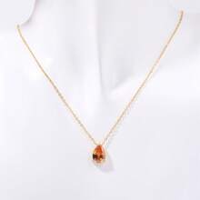 1 pieza Collar con piedra de nacimiento de diciembre, acero inoxidable con circonita en forma de pera con baño de oro de 18K, adecuado para uso casual de mujer, regalo para amigos, madres, cumpleaños, joyería